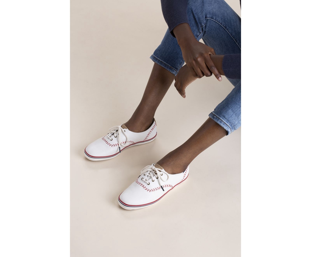 Keds Womens Sneakers White - Champion Pennant Leather - 280JTKCAS